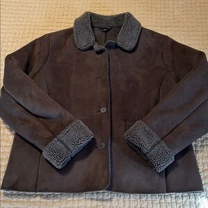 LAND’S END Vegan Suede Sherpa Lined Coat